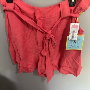 Ce Ce size 14 effortless shorts with ruffeled hem Dressy Coral In Color NWT